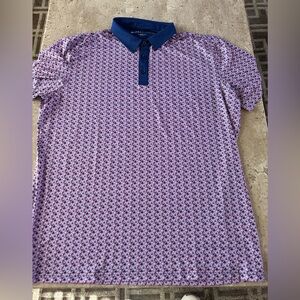 Mizzen+Main Navy and Pink Patterned Polo Shirt